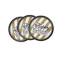 Creative Converting 24 Count Sturdy Style Round Paper Plates, 8.75, Black and Gold