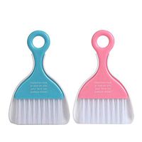 Saim Desktop Mini Cleaning Broom Brush and Dustpan Plastic Keyboard Broom for Home, Office, Colour Random, Pack of 2