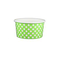 6 oz Yogurt Paper Cups- 1000 Count (Polka Dot Green)