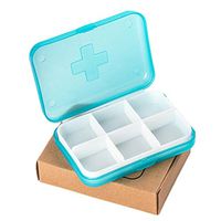 YunZyun Medical Pill Box, Pill Case - Portable Travel Medicine Vitamin Pill Organizer Box for Purse or Pocket,6 Compartments (Bule)