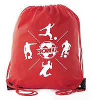 Soccer Party Favors | Soccer Drawstring Backpacks for Birthday Parties, Team events, and much more! - Red CA2500SOCCER S5