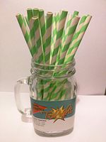 Mint Green Candy Striped, Vintage Paper Drinking Straws -100 COUNT - Twilight Parties