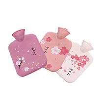 Zqasales 3PC Portable Rubber Hot Water Bottle, Cherry Blossoms Hand Warmers Great for Pain Relief, Hot and Cold Therapy (900ml)