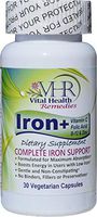 VHR Iron+ with Vitamin C, FOLIC Acid, B-12 & ZINC Preservative-Free, Gentle and Non-constipating, Boosts Energy, Supports Red Blood Cell Formation, Formulated for Maximum Absorption. 30 Veggie caps