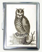 Vintage Owl Cigarette Case Lighter Wallet Card Holder