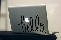 Hello Hand Lettered Text Typography- Black Vinyl Decal for 13" Macbook
