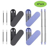 Environmental protection set: Telescopic Metal Straws & Silicone cotton swab, Portable, Reusable, Travel washable Stainless Steel Drinking Straws & Silica Gel Cotton Swab with Case 4 Pack