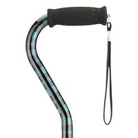 NOVA Designer Walking Cane with Offset Handle, Lightweight Adjustable Walking Stick with Carrying Strap, “Green Plaid” Design