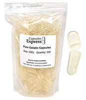 Capsules Express- Size 00EL Slim Clear Empty Gelatin Capsules 500 Count- Extra Long Kosher and Halal Certified - Gluten-Free Pure Bovine Gelatin Pill Capsule - DIY Powder Filling