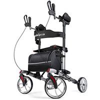 OasisSpace Upright Walker - Tall Rollator Walker with 10” Front Wheels Stand Up Walker with Backrest and Pad Armrest for Senior (Grey)