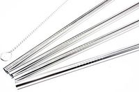 Stainless Drinking Straws Set 8.5 Inches 4 Straight Straws with 1 Straw Brush