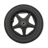 Pair of Quickie Caster Assemblies, 7-1/2 X 1 Inch, 5-Spoke Black, Black Urethane Tire, 5/16 Inch Bearing, 1-1/2 Inch Hub for Powerchair Wheelchair