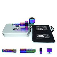 ASNTA Portable Removable Mechanical Storm Metallic Herb Tube with 10 Stainless Steel Screen Filters and 1 Storage Bag (Multicolor)