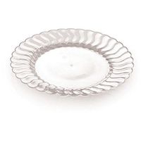 Flairware Round Rippled Disposable Plastic Dinner Plate (144/Case) Color: Clear