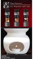 Elegant Expressions by Hosley Ceramic Oil Warmer Gift Set, Apple Cinnamon