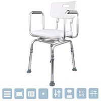 LXT PANDA Shower Chair with Rails, Medical Shower Chair Bath Stool Transfer Bench Seat, 6 Height Adjustable and Rotating Bath Seat, for Seniors, Disabled, or Home Care Comfort.