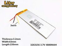 3lines 3.7V 4800mAh 3263156 Lithium Polymer Ion Rechargeable Battery Lithium Polymer Li-Po Battery for MP4 GPS MP3 Bluetooth Stereo DIY Gift