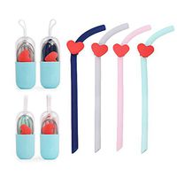 Allyooly Silicone Straws Collapsible Straw - 4 Pack Portable Reusable Travel Straws with Case and Straw Cleaning Brush BPA Free,20 oz Tumbler Compatible for Travel,Office,Party Favor