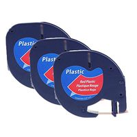 Ouguan Ink 3pk-Compatible-for-DYMO-Letra-Tag-Tapes-LT-91333-Red-Plastic-Label-Tape-12mm Black on Red Plastic Label Tape Compatible for Dymo LetraTag 91333 91223 91203 59424 S0721630