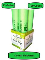 Compostable Trash Bags 100% Biodegradable Trash Bags Kitchen Trash Bags - 13 Gallon ASTM D6400 Certified by JTSC Products - 29.5in deep, 100 Count, Extra Heavy Duty 1.0 mil Thick, Organic Waste Bag