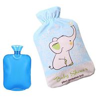 2L Colorful Hot Water Bottle + Lovely Elephant Style Fleece Cover (Random Bag)