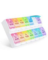 BUG HULL Pill Organizer 2 Times a Day Upgrade Version, Easy Open AM PM Pill Box with Push Open Button, Twice a Day Pill Case, Medication Organizer for Vitamins, Fish Oils