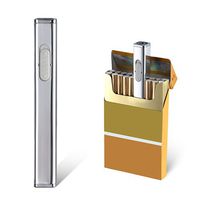 JOUGE Usb Mini Lighters Rechargeable Eletric Cigarette Lighter Flameless Windproof Lightweight Coil Slim Lighter (Silver)