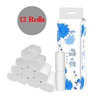 12 Rolls Toilet Paper Soft Smooth 4-Ply Household Toilet Paper Rapid Dissolving White Premium Kitchen Paper Hand Towels Roll Tissue (12)