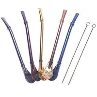 ORYOUGO 5 Pack Stainless Steel Filter Straws Spoon,Reusable Smooth-friendly Wide Diameter Straw with 2 Cleaning Brushes