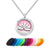 Infinite Memories Lotus Flower Aromatherapy Essential Oil Diffuser Necklace Stainless Steel Locket Perfume Pendant