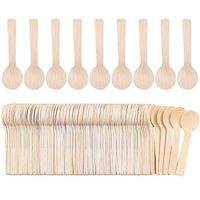 Cooraby 150 Pack Mini Wooden Spoons Ice Cream Dessert Spoons Disposable Eco-Friendly Biodegradable Compostable Set for Parties, Events and Weddings (150)