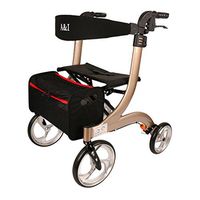 JAD@ Multifunctional Walking aids with Wheels Foldable Seat for The Elderly, Disabled People (Color : Gold)