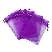 MELUOGE 100pcs 5X7 Inches Organza Drawstring Jewelry Pouches Bags Party Wedding Favor Gift Bags Candy Bags (Purple)