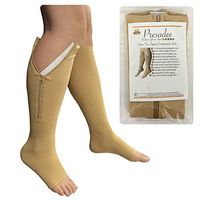 Presadee Open Toe 15-20 mmHg Moderate Compression Leg Calf Swelling Zipper Sock (Beige, 3XL)