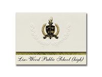 Signature Announcements Lin-Wood Public School (high) (Lincoln, NH) Graduation Announcements, Presidential style, Basic package of 25 with Gold & Black Metallic Foil seal