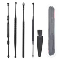 Ear Pick Rotating Ear Scoop Ear Clean Tool 5pcs (Black)