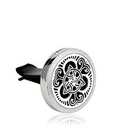 Anavia 1.18" Dia Car Aromatherapy Essential Oil Diffuser Vent Clip 316L Stainless Steel Silver Plated Locket Air Freshener with 12 Refill Pads and Box (Celtic Knot)