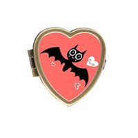 The Fun Halloween Bats Custom Fashion Bronze Tone Heart Pill Box Medicine Tablet Holder Wallet Organizer Case for Pocket or Purse