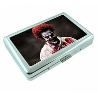 Evil Clown Horror Scary S3 Silver Cigarette Case Metal Wallet Id Holder 4" X 2.75" RFID Protection