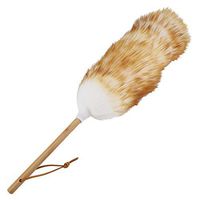 Household Lint-free Feather Duster, Lambswool Furniture Cleaning Duster, Car Static-free Wool Duster with Wooden Handle