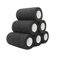 COMOmed Self Adherent Cohesive Bandage Latex FDA Approved 4"x5 Yards First Aid Bandages Stretch Sport Wrap Athletic Tape for Wrist Ankle Sprain and Swelling,Black(6 Rolls)