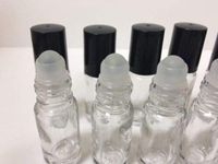 WALLER PAA 3 Bottles Clear 1/6 oz, 5 ml GLASS Roll On Bottle With Black Cap & Roller New !
