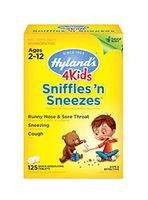 Cold Medicine with Zinc for Kids Ages 2+, Hyland's 4 Kids Sniffles n' Sneezes Tablets, Decongestant, Headache and Sinus Relief, Natural Treatment for Allergy and Common Cold Symptoms, 125 Count