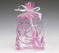 10ct Pink"Jewel Swirls" 4x2x9" Medium Cello Cellophane Party Treat Food Snack Bags nfLG -1527