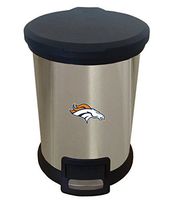 The Furniture Cove New 1.3 Gallon Round Stainless Steel Step Trash Can Waste Basket Featuring Your Choice of a Football Team Logo (Broncos)