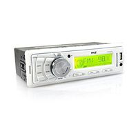 Pyle PLMR89WW Marine Stereo Radio Headunit Receiver, Aux (3.5mm) MP3 Input, USB Flash & SD Card Readers, Remote Control, Single DIN (White)