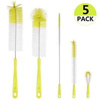 BERRIS Bottle Cleaning Brush Set, Long Handle Water Bottle Brush for Washing Wine Beer Baby Bottles Sports Water Bottles Narrow Neck Brewing Bottles Kitchen Sink Brush Straw Brush (5 Pack)