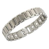 13mm Titanium Magnetic Grey Satin Polish Men Bracelet 8.25 Inches SPJ