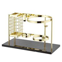 LOSYU Hair Dryer Holders, Stable Marble Base, Vacuum Plating Iron Countertop Blow Dryer Rack, Hair Care Styling Tool Basket Organizer, Hair Straightener Holder with Hooks