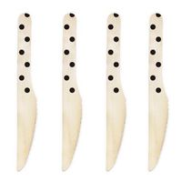 Dress My Cupcake 6.5-Inch Natural Wood Dessert Table Knives, Black Polka Dots, Pack of 50